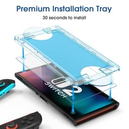 Høyoppløselig herdet glass skjermbeskytter kompatibel med Switch 2 med enkelt installasjonssett [2-pakning]
