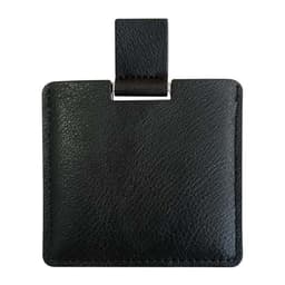 Kompakti meikkipeili PU-nahkakotelolla, kannettava ruostumattomasta teräksestä valmistettu kosmeettinen peili Musta