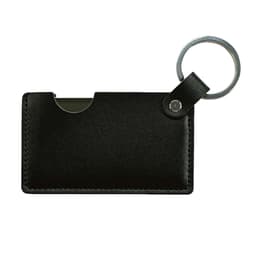 Kreativt Mini PU Lær Sminkespeil med Nøkkelring Sort