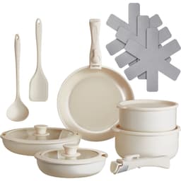 tectake Grydesæt Genua 16 dele, egnet til induktion 44 x 27.5 x 13 cm Hvid