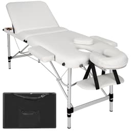 tectake Massagebriks i aluminium med 3 zoner, 5 cm polstring + taske 180 x 61 x 68 cm Hvid