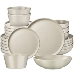 tectake Spisestel Una af stentøj, service til 6 personer 26 x 26 x 2.3 cm Taupe