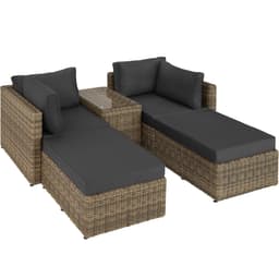 tectake Polyrattan loungesæt med aluminiumstel San Domino 92 x 72 x 63 cm Natur