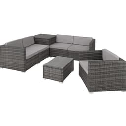 tectake Polyrattan Loungesæt Pisa 67 x 75 x 64.5 cm Grå