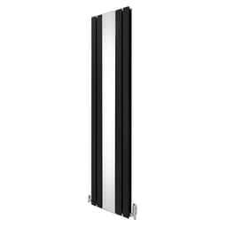 Flad spejlradiator og ventiler - 1800 mm x 425 mm - Sort