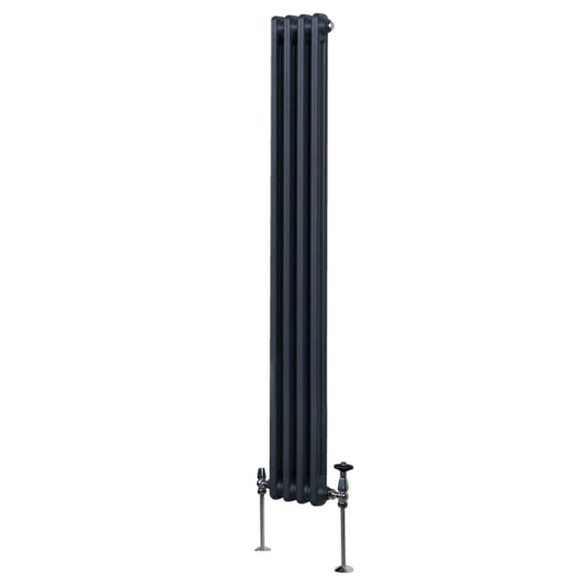 Traditionel 2-søjlet radiator - 1800 x 202 mm - Antracitgrå