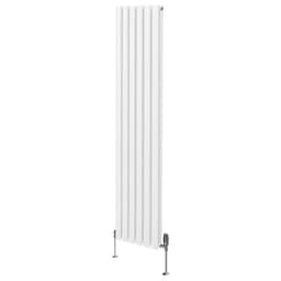 Oval søjleradiator og ventiler - 1800 mm x 360 mm – Hvid