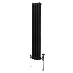 Traditionel 2-søjlet radiator - 1500 x 202 mm - Sort