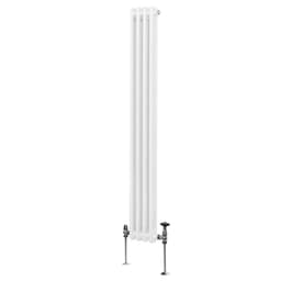 Tradisjonell vertikal radiator med 2 søyler - 1800x 202mm - Hvit