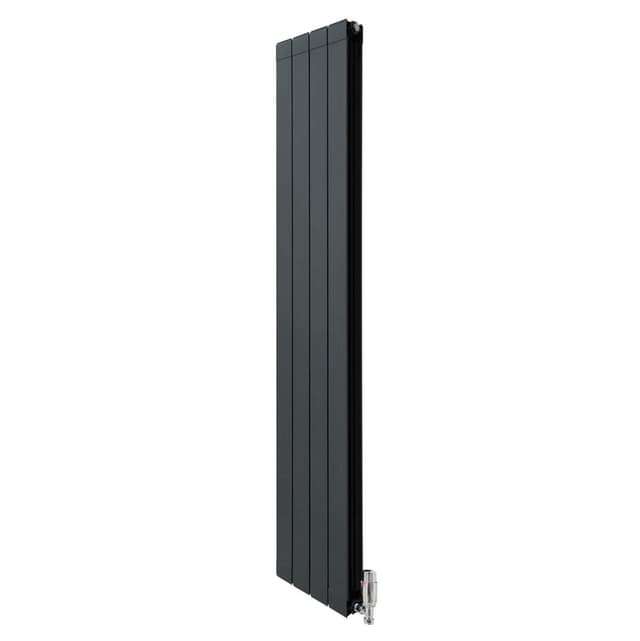 Aluminiumsradiator og ventiler - 1800 mm x 315 mm - Antracitgrå