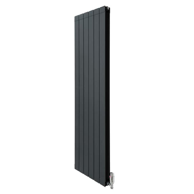 Aluminiumsradiator og ventiler – 1800 mm x 475 mm – Antracitgrå