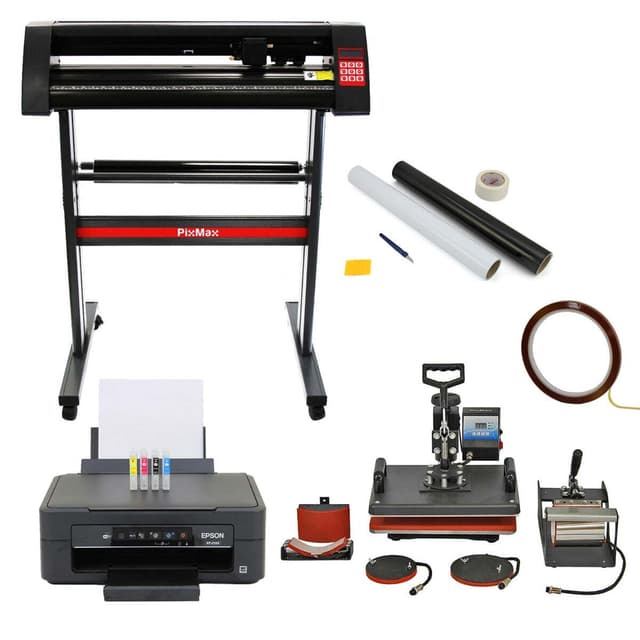 5-i-1 varmepresse, 720 mm vinylskærer, Epson-printer og ukrudtsrensningssæt