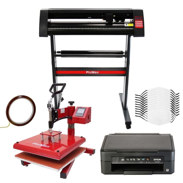 10 ansigtsmasker, svingvarmepresse, Epson-printer, vinylskærer og Signcut Pro