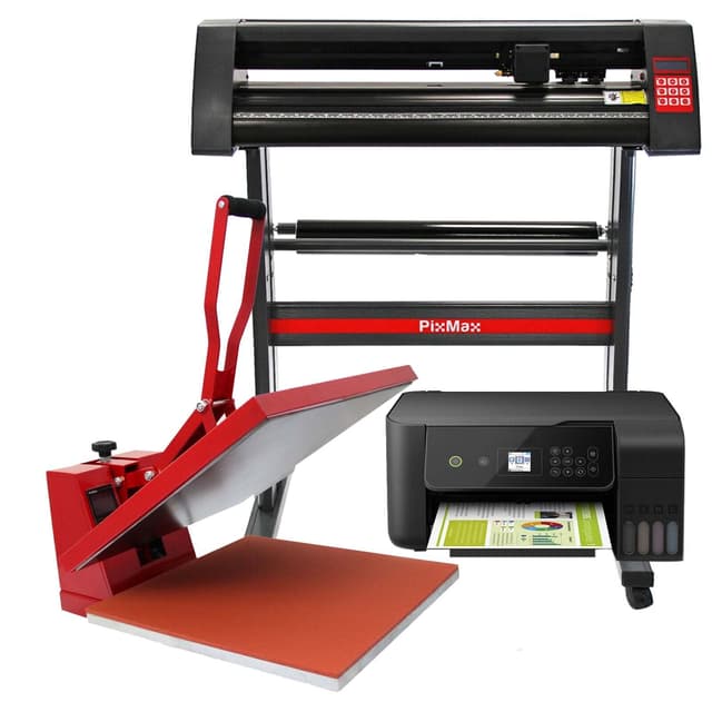 PixMax varmepresse Clam 50 x 50 cm, vinylskærer og printerpakke