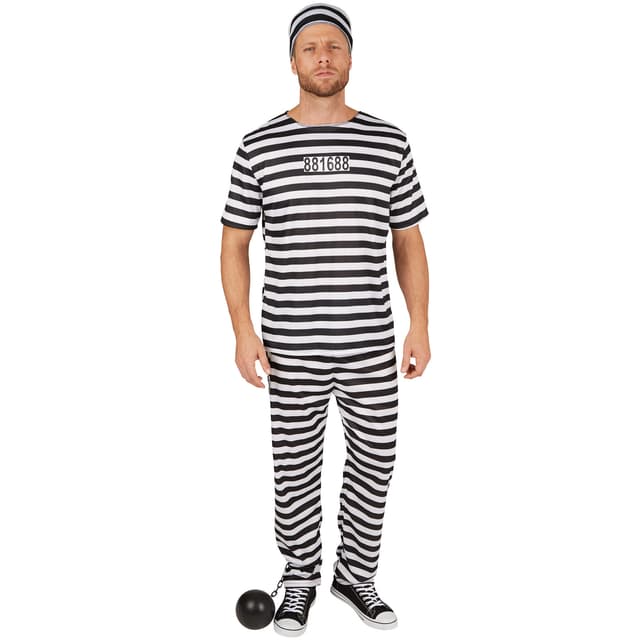 tectake Maskeraddräkt fånge herr XXL, svart/vit