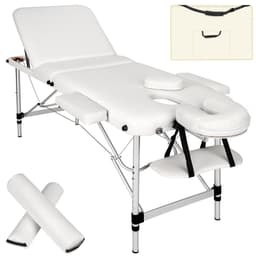 tectake Set 3-Zons Massagebänk med 5 cm stoppning och aluminiumram, inklusive massagerullar  210 x 95 x 89 cm Vit
