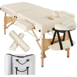 tectake Massagebriks med 2 zoner, 7,5cm polstring + ruller 187 x 59 x 65.5 cm Beige