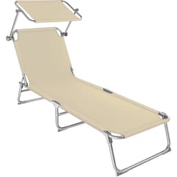 tectake Solsäng med soltak 190 x 68 x 28 cm Beige