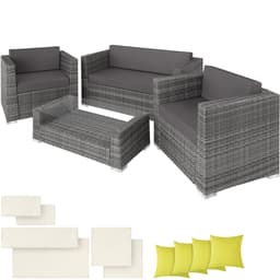 tectake Polyrattan loungesæt München 135 x 67 x 73 cm Grå