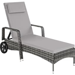tectake Solsäng i konstrotting med hjul 200 x 70 x 33 cm Grå/Ljusgrå