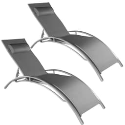 tectake 2 solstolar Alina 180 x 59 x 81.5 cm Grå