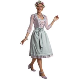 tectake Maskeraddräkt midi-dirndl oktoberfestklänning Oberammergau modell 2 dam S, silver/grön