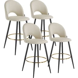 tectake Barstol Sachel i sammetseffekt med ryggstöd  4-delarsset