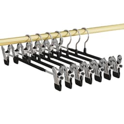 10-Pack Halkfria Byxhängare med Justerbara Clips - PVC-Belagda Klädhängare Black