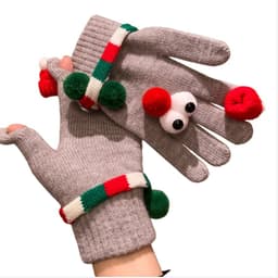 Julstickade Plyschhandskar - Varma Damvinterhandskar med Roliga Stora