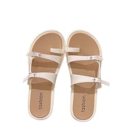 Dame Tåsandaler i PVC, Hvid, Komfortable og Stilfulde Sandaler til Strand og Hverdag, Kompatibel med DK Mode L
