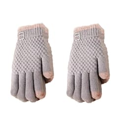 Naisten kaksinkertaiset neulotut käsineet Vaalean harmaa