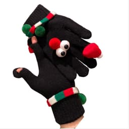Julstickade Plyschhandskar - Varma Damvinterhandskar med Roliga Stora