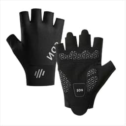 SDN Halvfinger Svarte Sykkel- og Treningshansker - Pustende og Støtdempende (1 Par) L