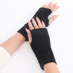 Lyhyet timanttikuvioiset käsineet Musta