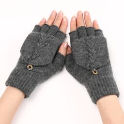 Cable Knit Flip Top Handsker Mørkegrå