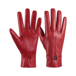Varma läderhandskar i getskinn Röd L