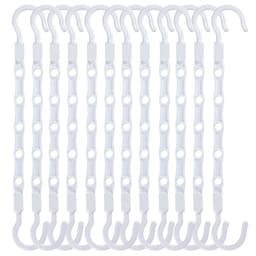 Pladsbesparende roterbare foldbare bøjler - 12 stk., plastbøjler med flere huller Hvid