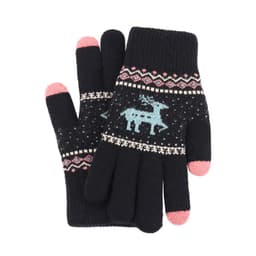 Strikkede hansker - Enkelt lag med hjortemønster Sort