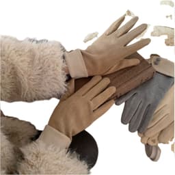 Talven nappikoristeiset fleecevuoriset paksunnetut lämpimät käsineet ulkoiluun ja pyöräilyyn Khaki