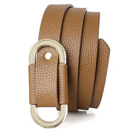 Justerbart PU-læderbælte uden spænde til damer til kjoler Kaki