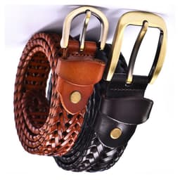 Flettede bælter 3,5 cm sort-110 cm + flettet bælte 2,5 cm Brun-110 cm