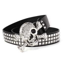 Trendy Punk Rhinestone Skull Buckle Belt - Gothic Rivet Street Dance Belt