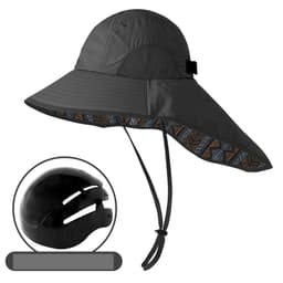 Svart Solskyddshatt Med Skärm Och Nackskydd För Cykling, Justerbar Sto