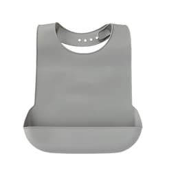 Ekstra stor silikon smekke for voksne med matfangerlomme - Gjenbrukbar og vanntett måltidsbeskytter Grå