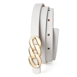 Naisten PU-nahkainen vyö kahdeksalla soljella - Tyylikäs asuste mekkoihin ja paitoihin Valkoinen