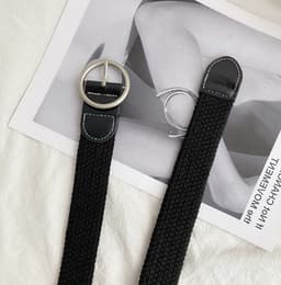 Canvas vävt bälte för kvinnor med legeringsspänne Svart