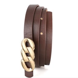 Dame PU-skinnbelte med åtte spenner - Stilig tilbehør til kjole og skjorte kaffe