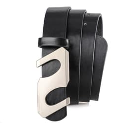 Trendy S Spenne Belte - PU Lærbelte med Legering S Spenne for Jeans og Kjoler Sort