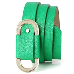 Justerbart PU-skinnbelte uten spenne for damekjoler Grønn