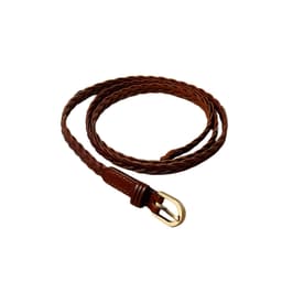 Flätad Läderbälte - Ljusbrun (105cm)